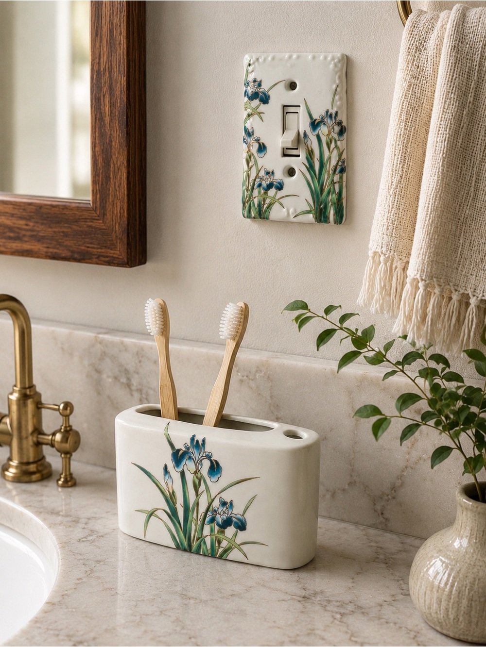 Vintage Ceramic Iris Bathroom Set
